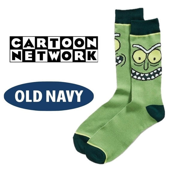 New CARTOON NETWORK Pickle Rick and Morty Socks Old Navy Men 10-13 Shoe 8-12 NWT - Picture 1 of 8
